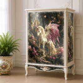 Roze Gevleugelde Eenhoorn Bos Magische Decoupage Tissuepapier