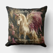 Roze Gevleugelde Eenhoorn Woudlandschap Kussen (Voorkant)