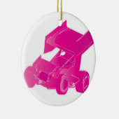 Roze gevleugelde sprintauto keramisch ornament (Rechts)