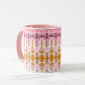  Roze Gevoerde Koffie Mok met Pruim en Goud (Voorkant links)