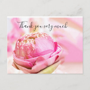 Roze gevouwen lotus in roze achtergrond Bedankt Briefkaart