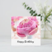 Roze gevouwen lotusbloem verjaardag feestdagenkaart (Staand voorkant)