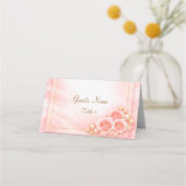 Roze Gevouwen Plaatskaart Huwelijk Plaatskaartje (Voorkant)
