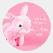 Roze Gevulde Bunny Bookplate Sticker (Voorkant)