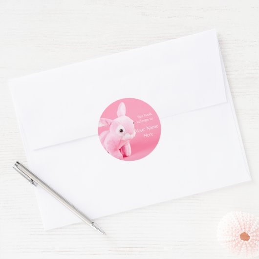 Roze Gevulde Bunny Bookplate Sticker (Envelop)