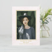 Roze gewassen handpalmen en gouden Lijst Foto Afst Aankondiging (Staand voorkant)