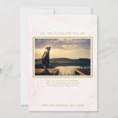 Roze gewassen handpalmen en gouden Lijst Foto Afst Aankondiging (Achterkant)