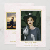 Roze gewassen handpalmen en gouden Lijst Foto Afst Aankondiging (Voorkant / Achterkant)