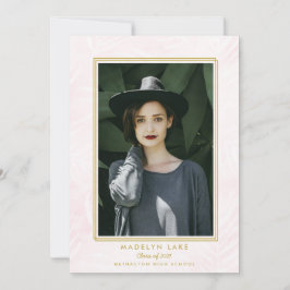 Roze gewassen handpalmen en gouden Lijst Foto Afst Aankondiging