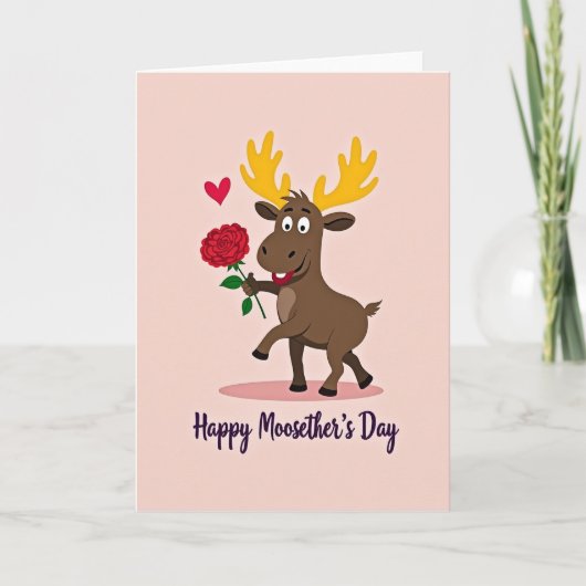 Roze Geweizige Moederdagkaart Kaart (Voorkant)