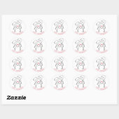 Roze gewoon gehuwd Bride Groom Black White Wedding Ronde Sticker (Vel)