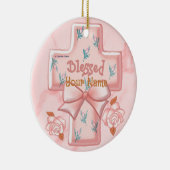 Roze Gezegend Christelijk Kruis ornament (Rechts)