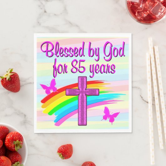  ROZE GEZEGEND DOOR GOD 85E VERJAARDAG SERVETTEN (Insitu)