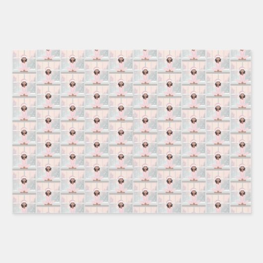 Roze Gezellige Kerstmis Inpakpapier Vel (Voorkant 2)