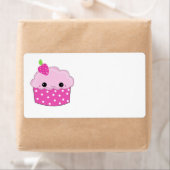 Roze Gezicht Cupcake Etiket (Insitu)