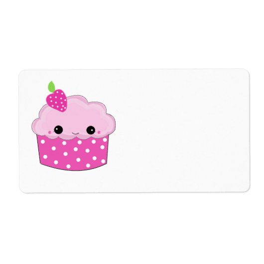 Roze Gezicht Cupcake Etiket (Voorkant)