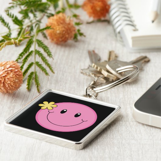 Roze gezicht sleutelhanger (Zijkant)