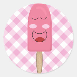 Roze gezichtsveld Popsiculair tickers Ronde Sticker