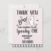Roze Ghost Boo Halloween Verjaardag Dank u kaart (Voorkant)