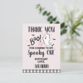 Roze Ghost Boo Halloween Verjaardag Dank u kaart (Staand voorkant)