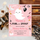 Roze Ghost FOUR-ever Spooky Birthday Kaart