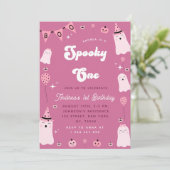 Roze Ghost Groovy Spooky One Girl 1st Birthday Kaart (Staand voorkant)