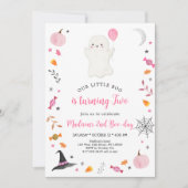 Roze Ghost Halloween 2e verjaardag Kaart (Voorkant)