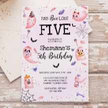 Roze Ghost Halloween Birthday Uitnodiging