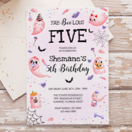 Roze Ghost Halloween Birthday Uitnodiging