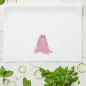 Roze Ghost Halloween Keukenhanddoek (Gevouwen)