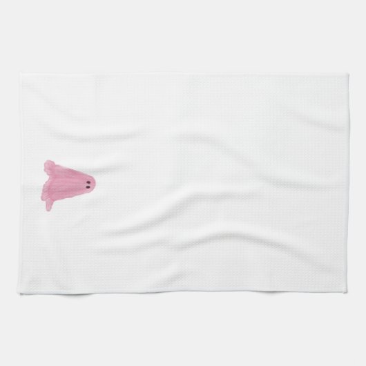 Roze Ghost Halloween Keukenhanddoek (Horizontaal)
