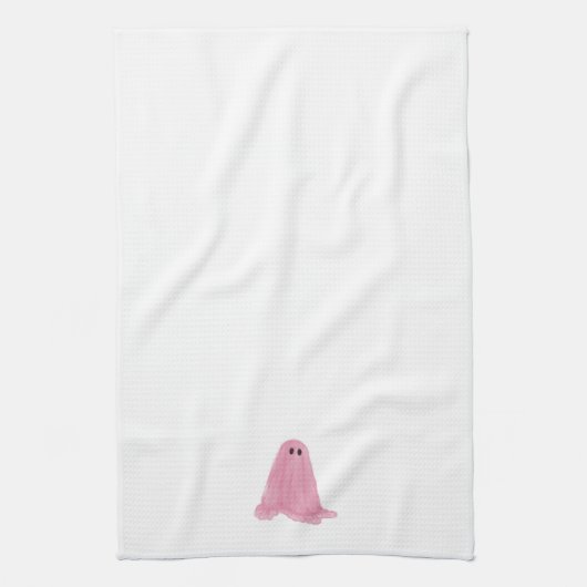 Roze Ghost Halloween Keukenhanddoek (Verticaal)