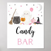 Roze Ghost Halloween Snoep Bar Party Sign Poster (Voorkant)