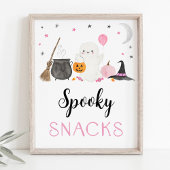 Roze Ghost Halloween Spooky Snacks Sign Poster