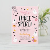 Roze Ghost Halloween Three Spirit 3rd Birthday Kaart (Staand voorkant)