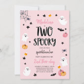 Roze Ghost Halloween Two Spooky 2e verjaardag Kaart (Voorkant)