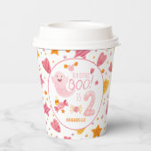 Roze Ghost Little Boo die twee tweede verjaardag d Papieren Bekers (Achterkant)