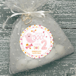 Roze Ghost Little Boo die twee tweede verjaardag d Ronde Sticker