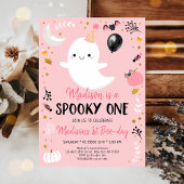 Roze Ghost Spooky One First Birthday Kaart