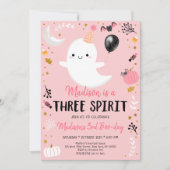 Roze Ghost Three Spirit Halloween Birthday Kaart (Voorkant)