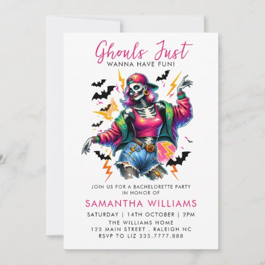 Roze Ghouls Halloween vrijgezellenfeest Kaart (Voorkant)