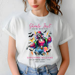 Roze Ghouls Hallowen vrijgezellenfeest T-shirt<br><div class="desc">Maak je klaar om in stijl te vieren met ons Pink Ghouls Halloween Bachelorette Party T-Shirt! Dit leuke en feestelijke shirt heeft een gedurfd roze ontwerp dat perfect is voor de aanstaande bruid en haar groep ghouls. Of je nu de stad raakt of een spookachtige nacht hebt, dit T-shirt voegt...</div>