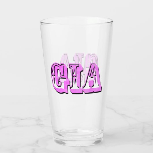 Roze Gia Naam Logo, Glas (Achterkant)
