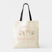 Roze gierig modern bloemzakje tote bag (Achterkant)