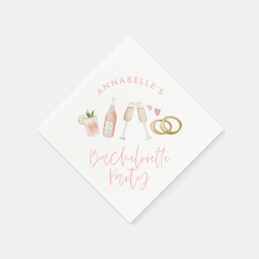 Roze gierig modern cocktailscript bachelorette servet (Hoek)