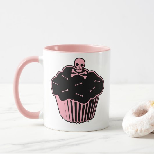 Roze gifstof Cupcake Mok (Met donut)