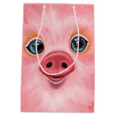 Roze Gift Bag met Baby Varken - Smile Medium Cadeauzakje (Achterkant)