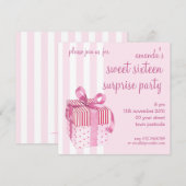 Roze Gift Birthday Uitnodiging (Voorkant / Achterkant)