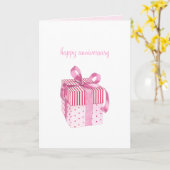 Roze Gift Jubileum Kaart (Gele Bloem)