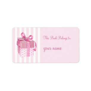 Roze Gift strepen Bookplate Label